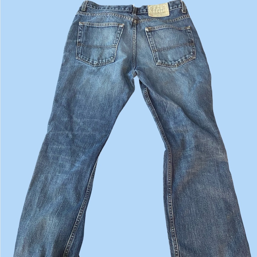 Tommy Hilfiger Blue Bootcut Jeans with Distressed Details